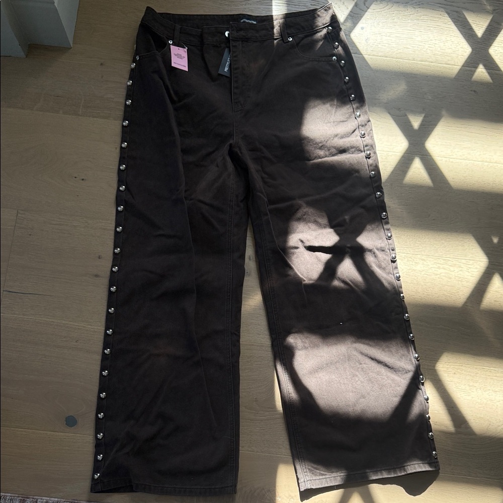 PrettyLittleThing Brown Wide Leg Pants